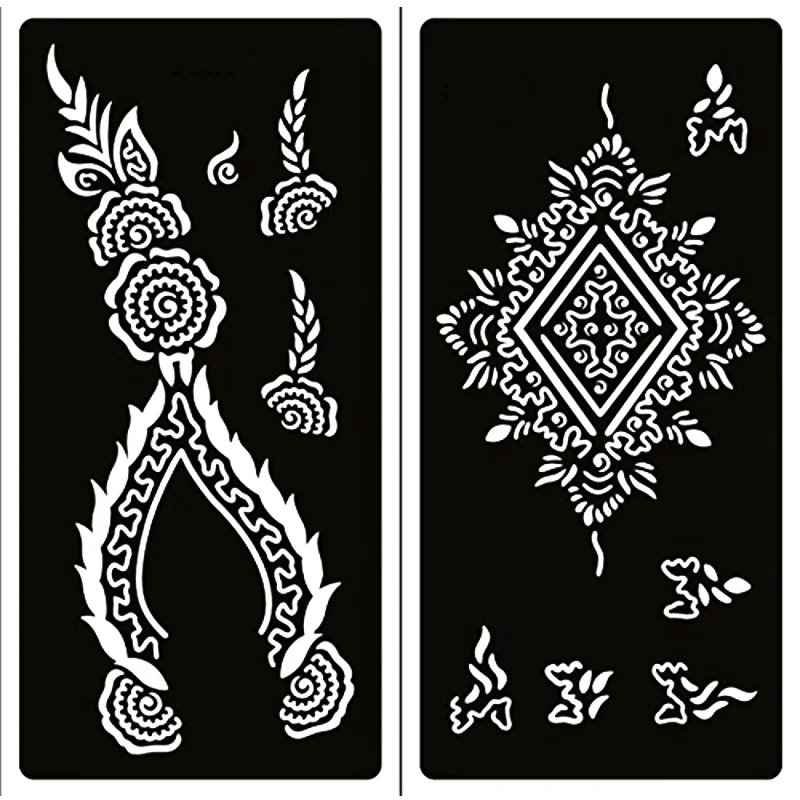 cff Henna for Pcs Set Tattoo Stencils Women Girl Body Painting Hand Foot Kit New Designs Temporary Templates