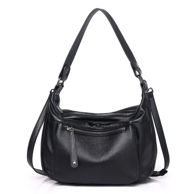 Fashion Genuine Leather Shoulder Bags Casual Versatile Cross Body Handbags Purses Cowhide Women Bag Genuine Leather Zipper Style Check BagVoyage
