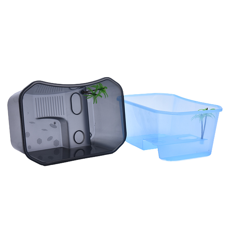 Reptile Vivarium Box for Turtle Tortoise Feeding Box with Basking Platform Tank