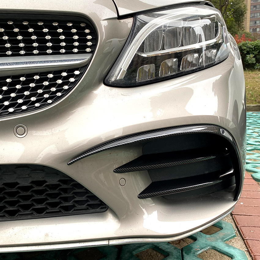 For Mercedes Benz C Class C200 C260 W205 2019-2023 Car Front Fog Lamp Strip Air Intake Grille Slats Trim Cover Auto Accessories e0f6e