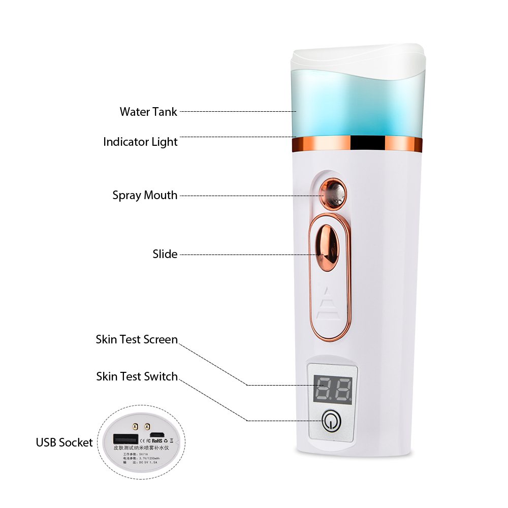 Nano Face Sprayer Steamer Mist Skin Care Moisturizer Rechargeable Humidifier Cleansing Portable Mister Facial Hydra er