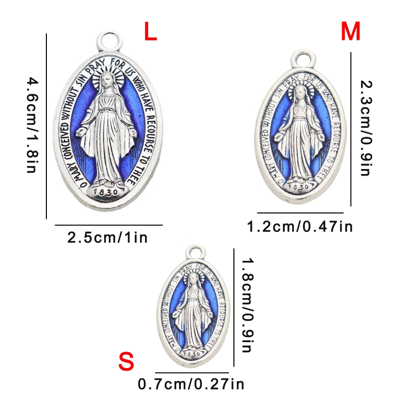 10 Pcs Miraculous Medal Pendant Charm for Chain Necklace or Rosary Christ Catholic Charms Blessed Virgin Pendant w/ Loop