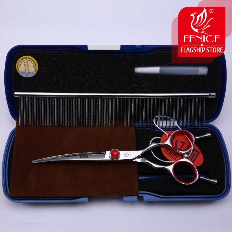 Fenice professional 5.5 inch 6 inch curved pet dog scissors small animal grooming shears in dog scissors