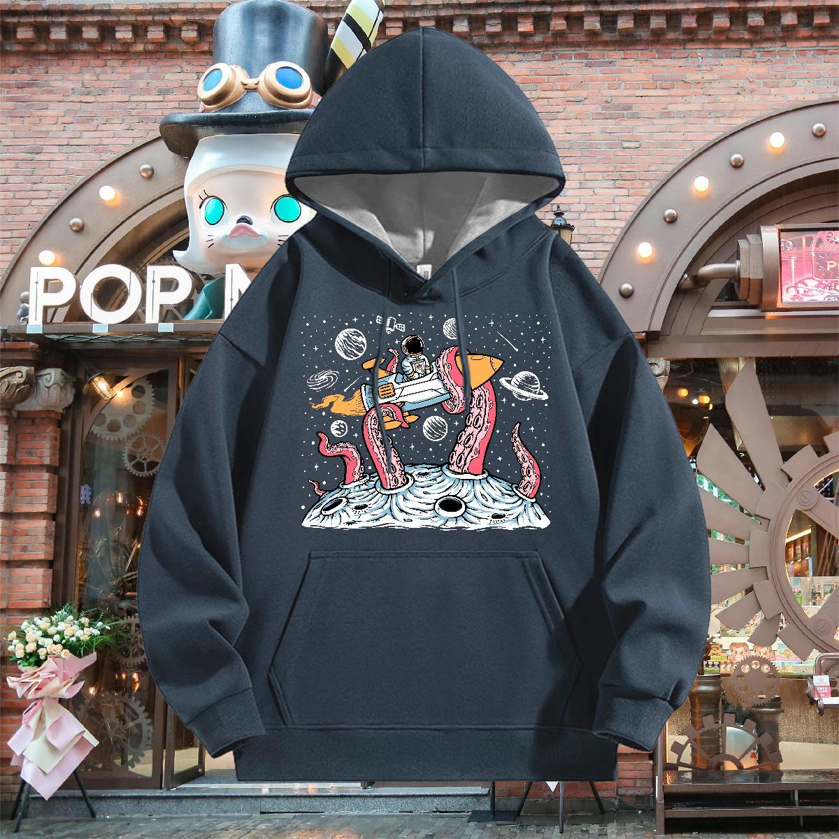 Factory Direct Mens Hoodie Hooded Collar Breathable Loose Hoodie Pullover Custom Print Oversized Tops Home Outdoor Thick Plush