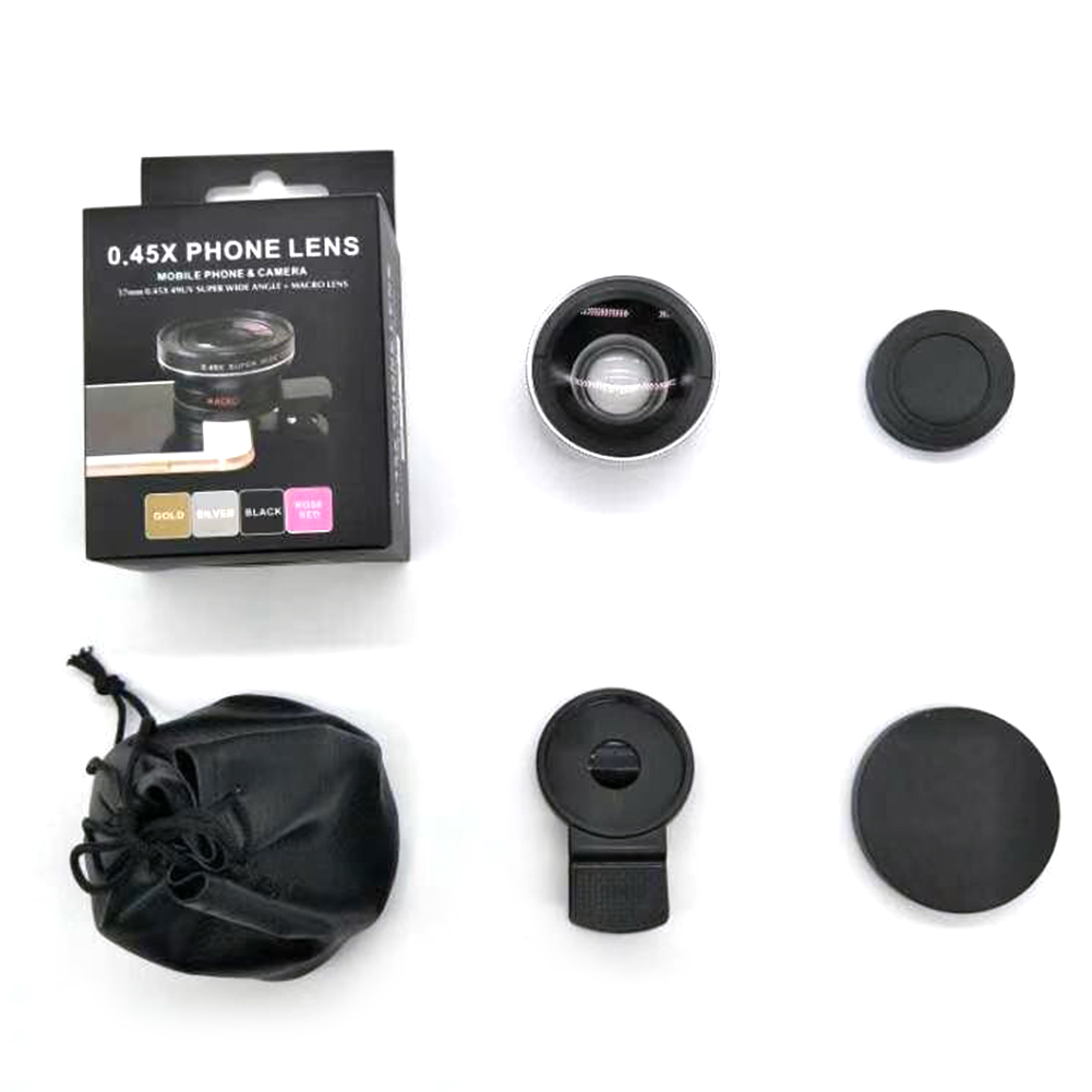 2 in 1 Lens Universal Clip Phone Lens Professional 37mm Mobile Phone Lens HD Lens Professional 0.45X 49UV