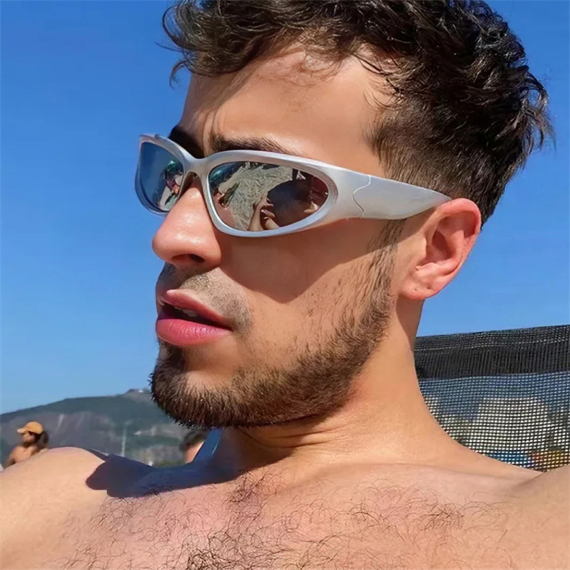 Y2k New Punk Sports Sunglasses For Men Women Luxury Brand Designer Sun Glasses Men's Fashion Vintage Shades UV400 Goggle Eyewear CAVALLO BIANCO C