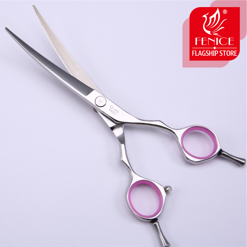 Fenice professional 5.5 inch 6 inch curved pet dog scissors small animal grooming shears in dog scissors