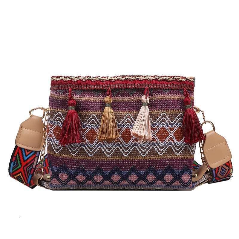 Women's 2024 New Tassel Fashion Ethnic Customs Colorful Single Shoulder Crossbody Bag