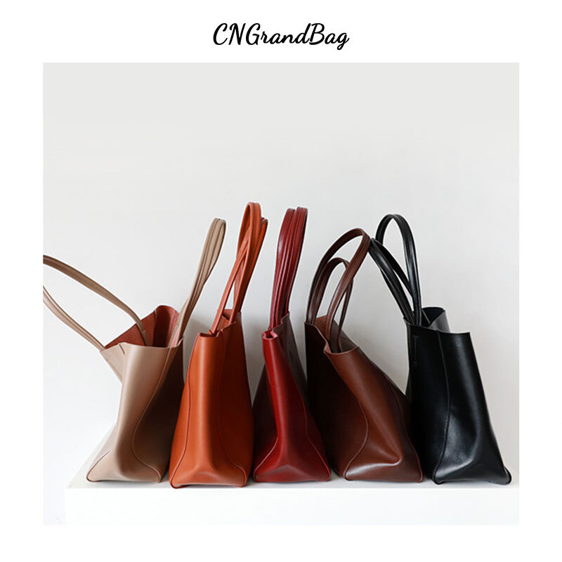 Customized Letter Genuine Leather Tote Large-Capacity Practical Versatile New Commuter Shopping Cowhide Large Bag Genuine Leather String BagVoyage