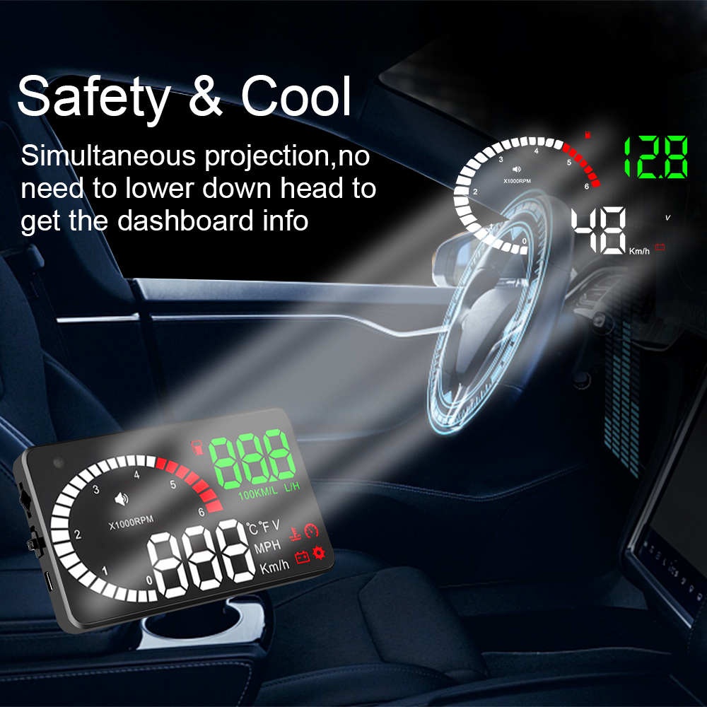 4/5.5" LED Digital OBD2 HUD Car Display Head Up OBD 2 Diagnostic Tools Speedometer Windshield Projector Automotive Accessories