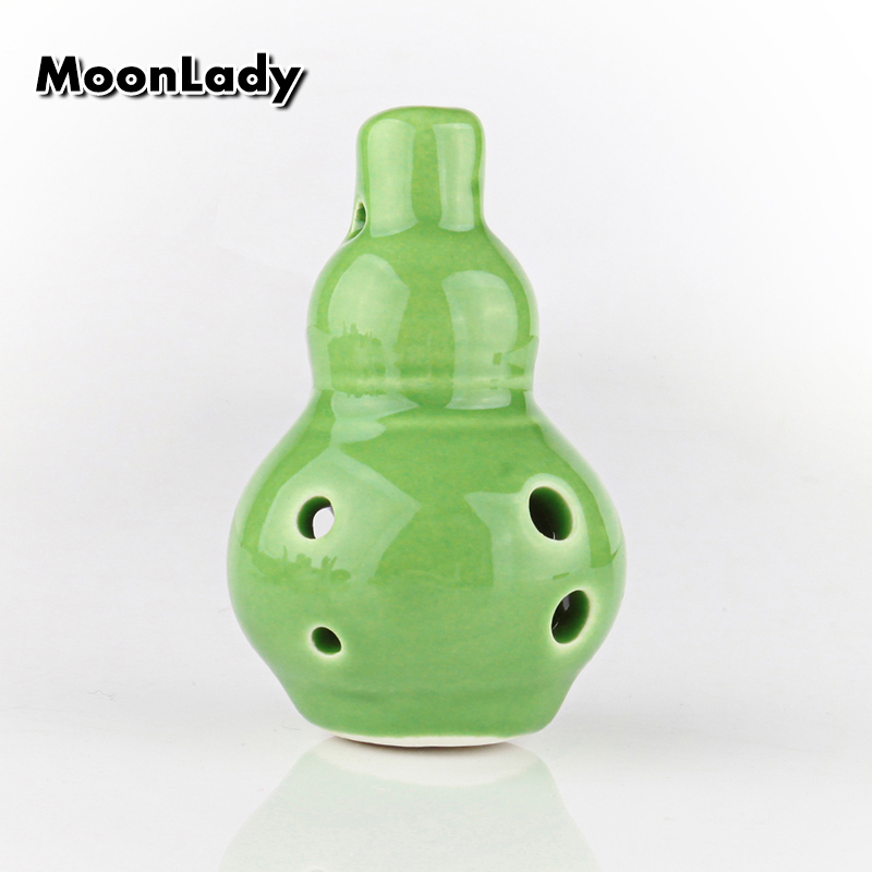 3 Colors Ocarina 6 Hole Small Gourd Ocarina Alto C Tone Beginner Ocarina Tourist Souvenir Teaching Toys Ceramic Pendant