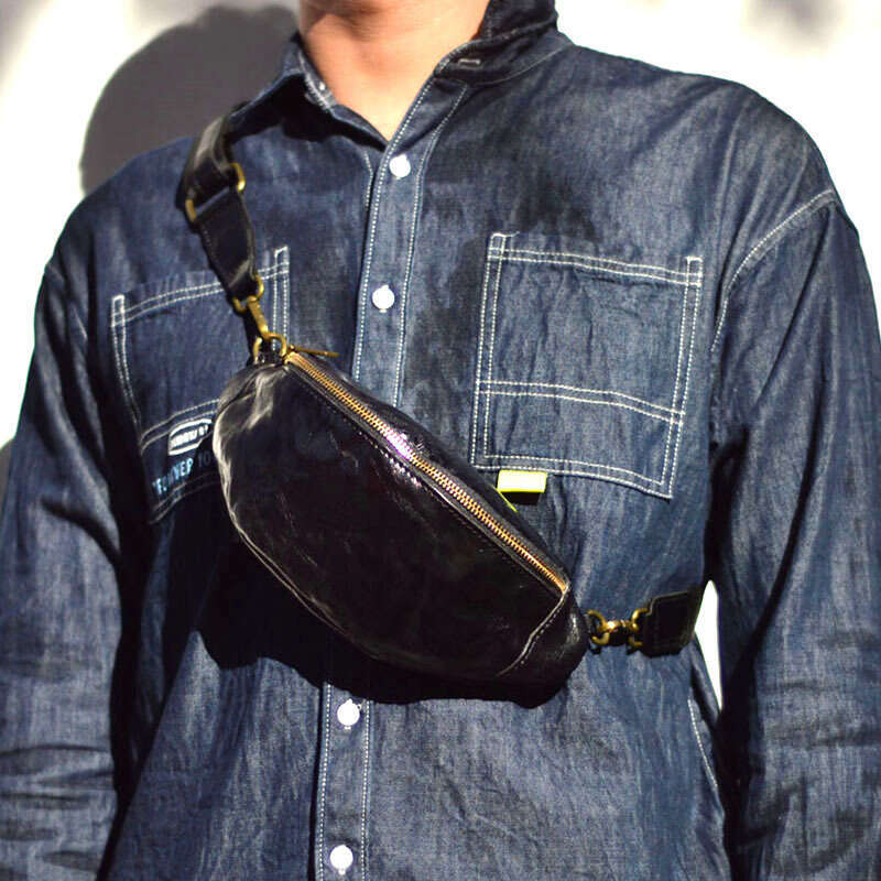 new vintage chest with vegetable tanned leather mens casual mobile phone bun top layer cowhide crossbody bag spor