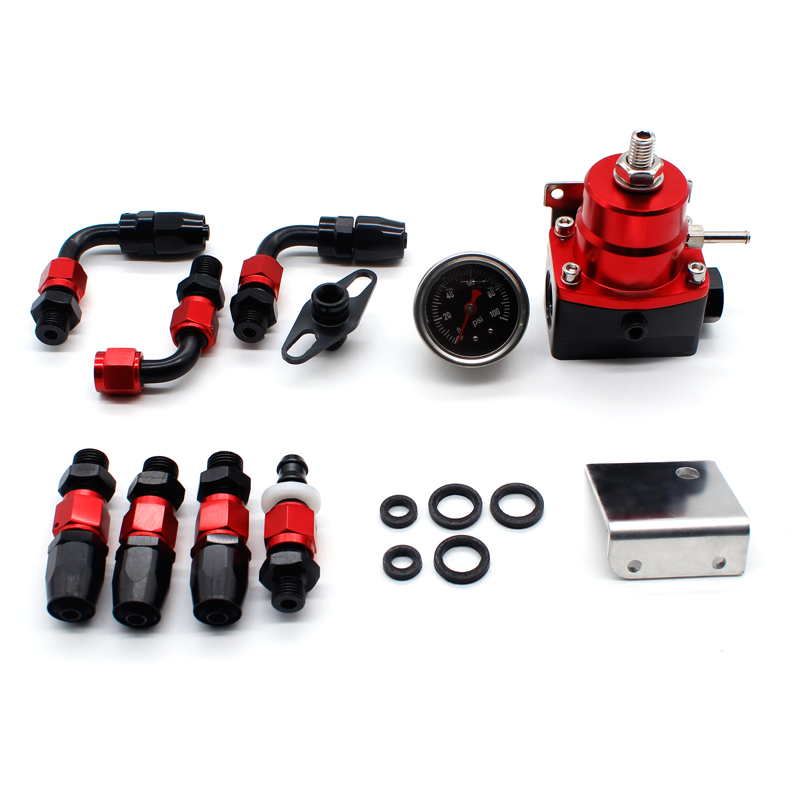 automobile refit universal adjustable aluminum alloy fuel pressure regulator instrument kit tubing 100PSI AN6 tubing fittings