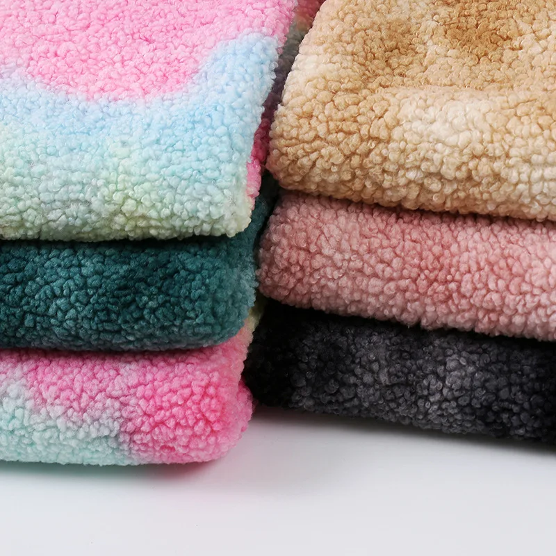 45x50cm Altai Thickened Granular Big Plush Fabric Autumn Winter Tie-Dye DIY Coat Toys Clothing Lining Teddy Cashmere Fabric smile