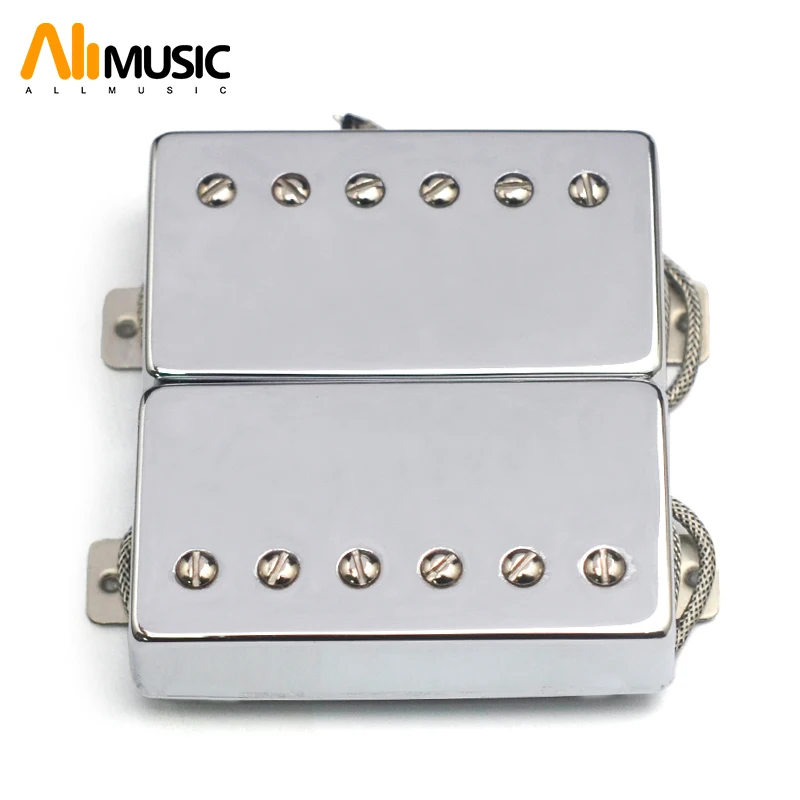Alnico 5 LP Humbucker Guitar Pickup Set Chrome Neck & Bridge Alnico V Pickup Chrome