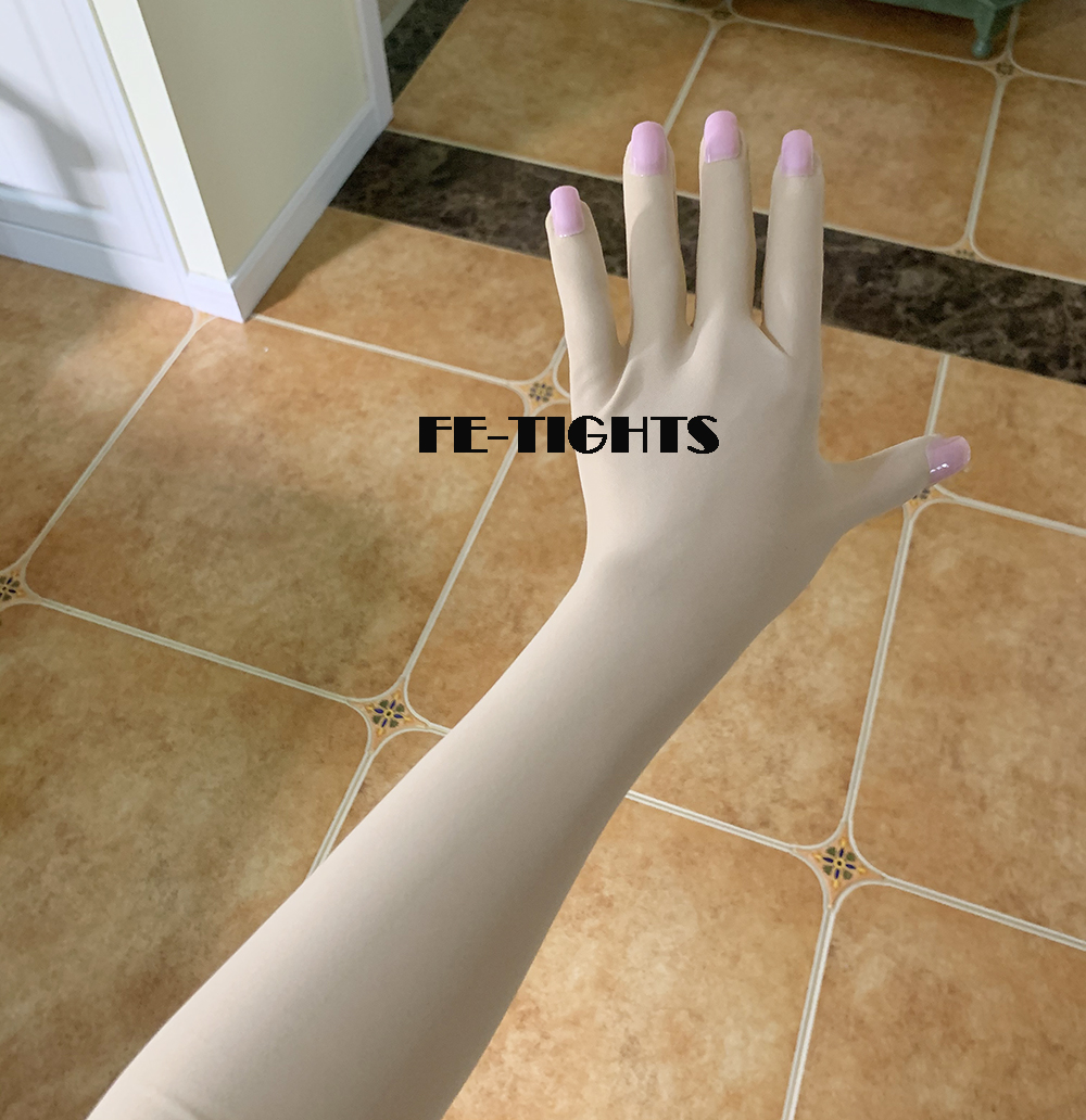 Customzie 2025 new Pink Flesh Spandex Zentai Nail Gloves Men's Cosplay Kigurumi Long Gloves With Nails Service Crossdress