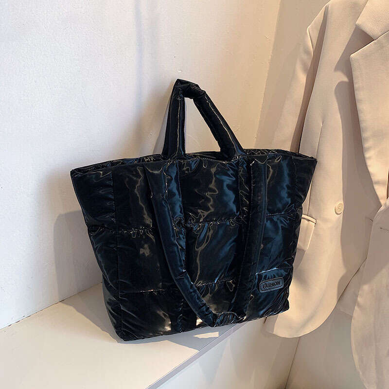 Minimally designed cotton jacket for women, hot selling down space bags, soft checkered women's hand-held shoulder bags