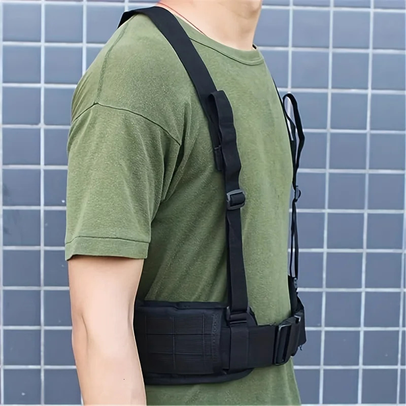 Tactical Battle Combat Airsoft Padded Equipment Molle Waist Belt with Adjustable Suspenders Free Straps 240401