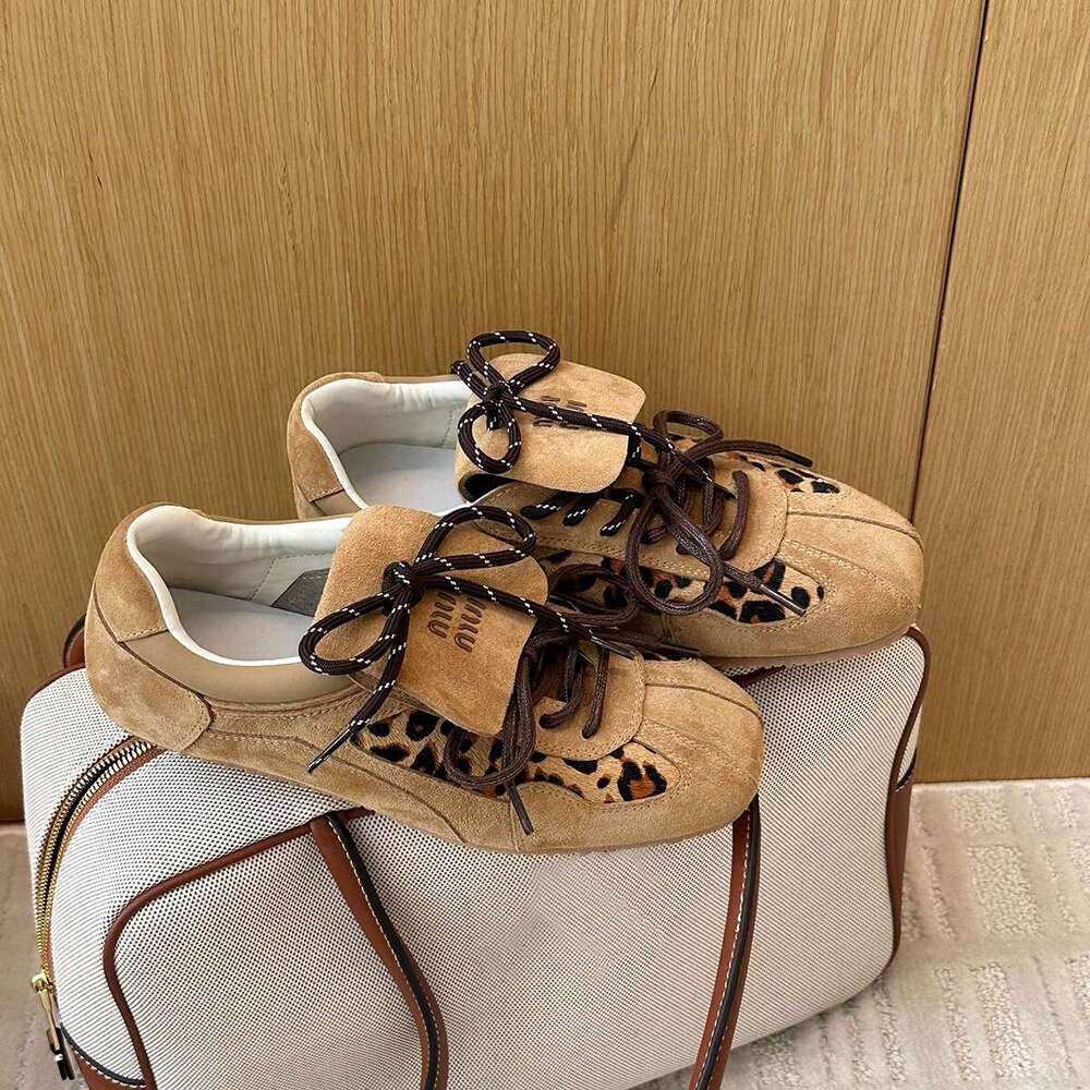 2025 Summer New Flat Flat German Training Women's Daily Life Leopard Pattern Designer Fashion Sports and Leisure Women's Shoes