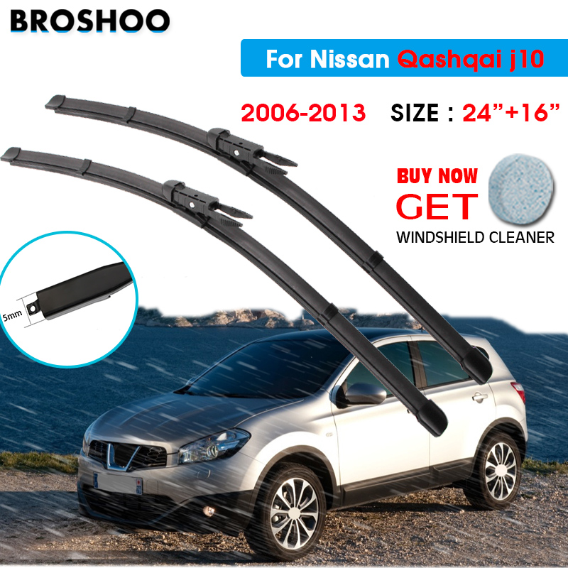 Car new Wiper Blade For Nissan Qashqai j10 24"+16" 2006-2013 2025 Windscreen Windshield Wipers Blades Window Wash Fit Pinch Tab Arm