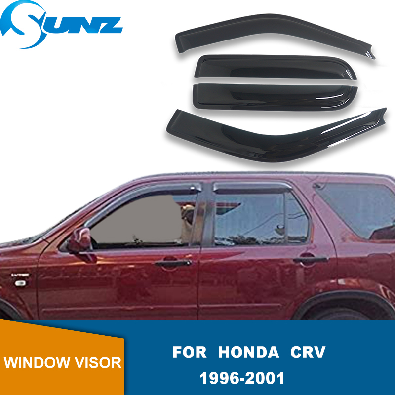Side Window Deflectors For Honda 2025 CRV CR-V 1996 1997 1998 1999 new 2000 2001 Acrylic Black Window Visor Sun Rain Deflector Guard SUNZ