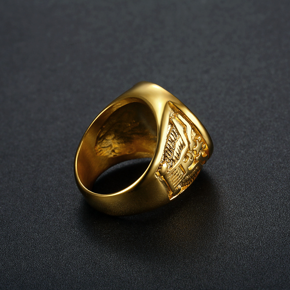 Solid Stainless Steel Casting Ring 18k Real Gold Plated Men Finger Rings Jewelry