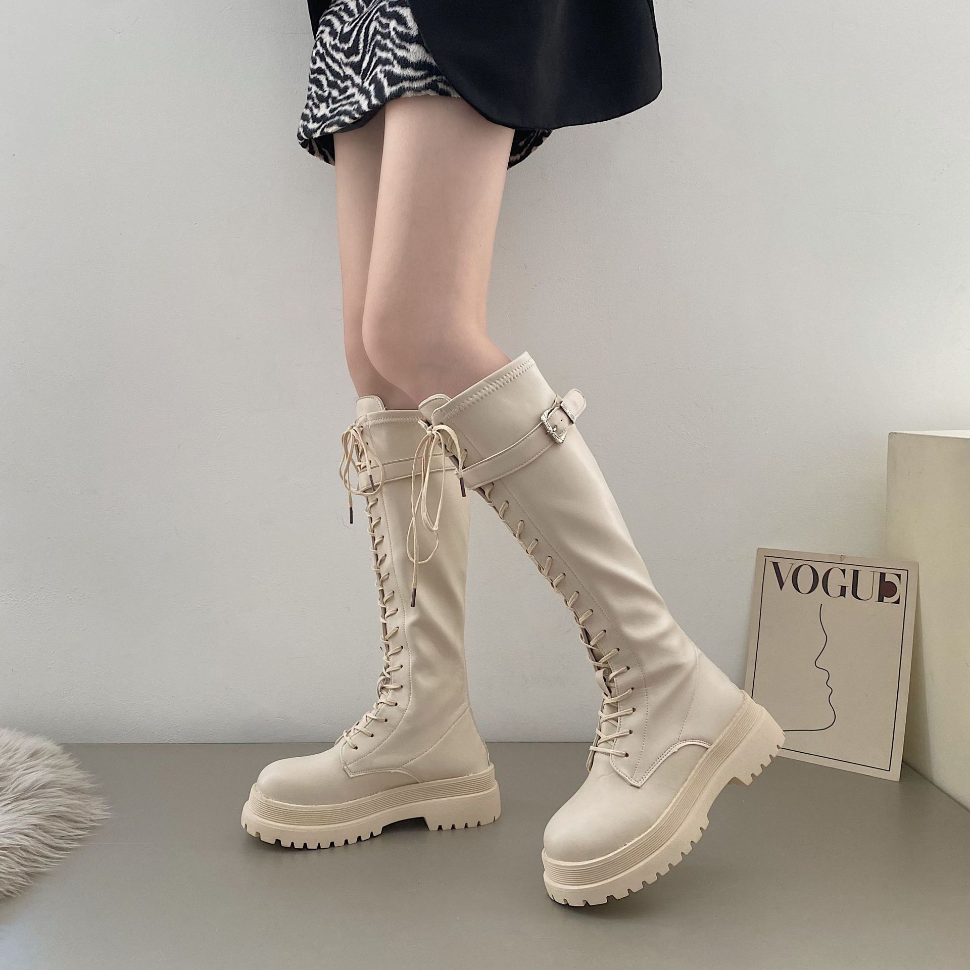 2025 Summer New Knight Boots Net Retro new College British Style Thick Bottom Thick Heel Motorcycle Boots Fashion