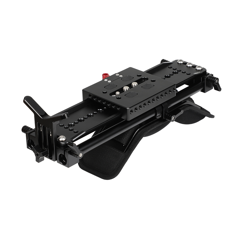 Kayulin ARRI 12" Dovetail Bridge Sled Plate & Quick Release Baseplate & 15mm Rail Rod Support System & Shoulder Pad For DSLR Rig