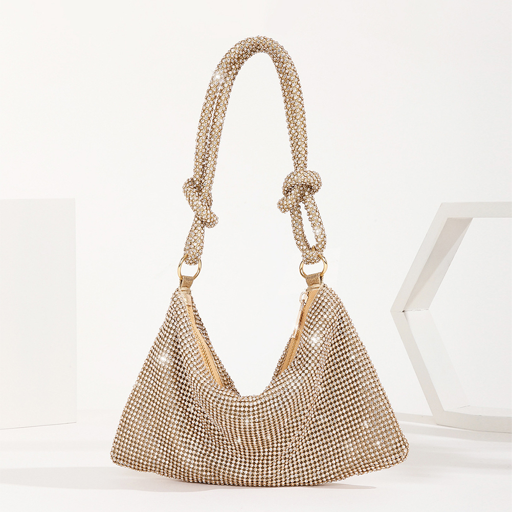 Handle Rhinestones Evening Clutch Bag Silver Shiny Crystal Dinner Party Wedding Purses and Handbag Luxury Designer Shoulder Bags