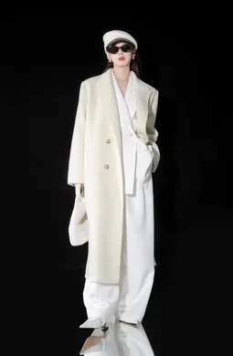 UMI MAO jacket Alashan camel velvet ribbon double-sided cashmere wool coat womens winter womens coat 241108