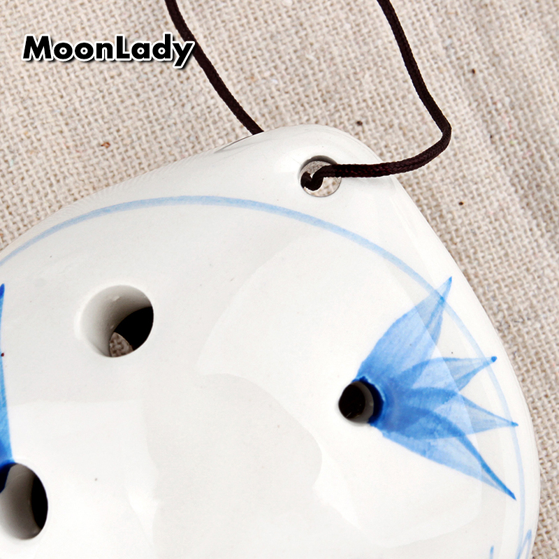 2 Colors Ocarina 6 Hole Painting Small Ocarina Alto C Tone Beginner Ocarina Tourist Souvenir Teaching Toys Ceramic Pendant