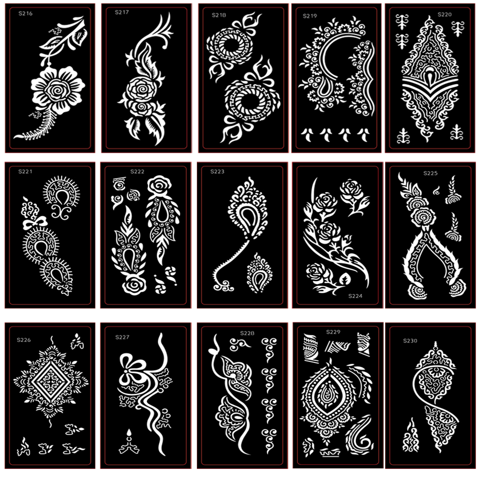 d Tattoo Hand pcs Mehndi Henna Stencils Women Body Paint Self Adhesive Reusable Mandala Indian Wedding Painting Kit Tools ing
