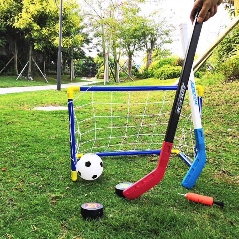 1 Set Easy to Operate Hockey Games Toy Plastic Football Goal Kit Detachable Fun Land Soccer Hockey Set Games Toy