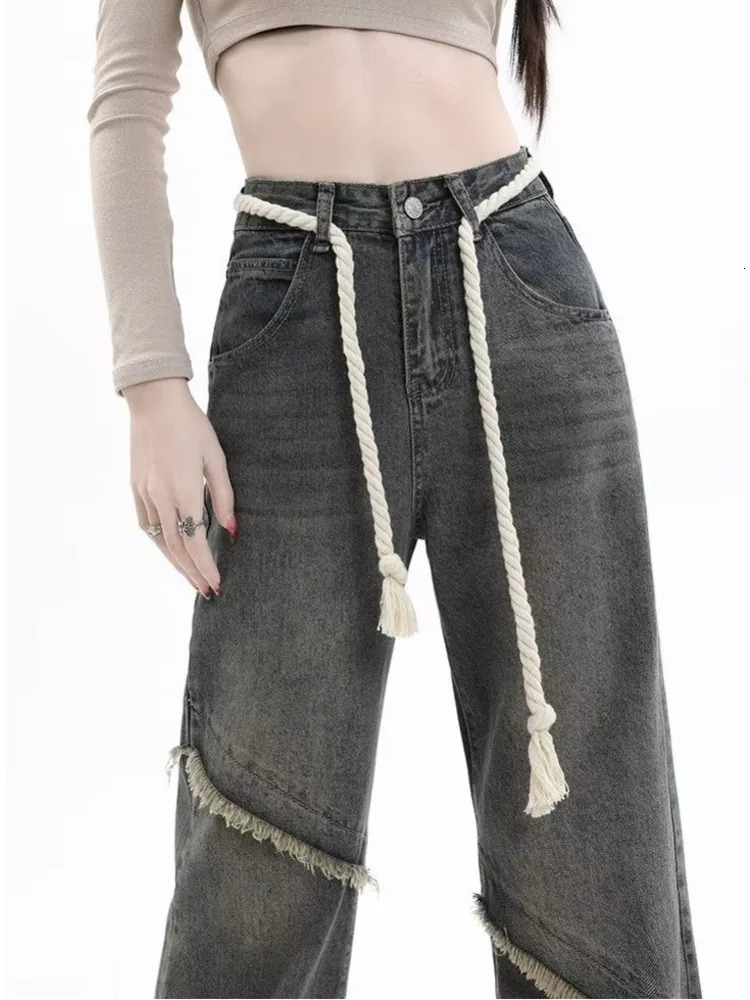 Vintage Harajuku Jean Clothes For Teenagers Y2k Womens Slacks Fashion Aesthetic Clothing Autumn Products Baggy Pants y240402