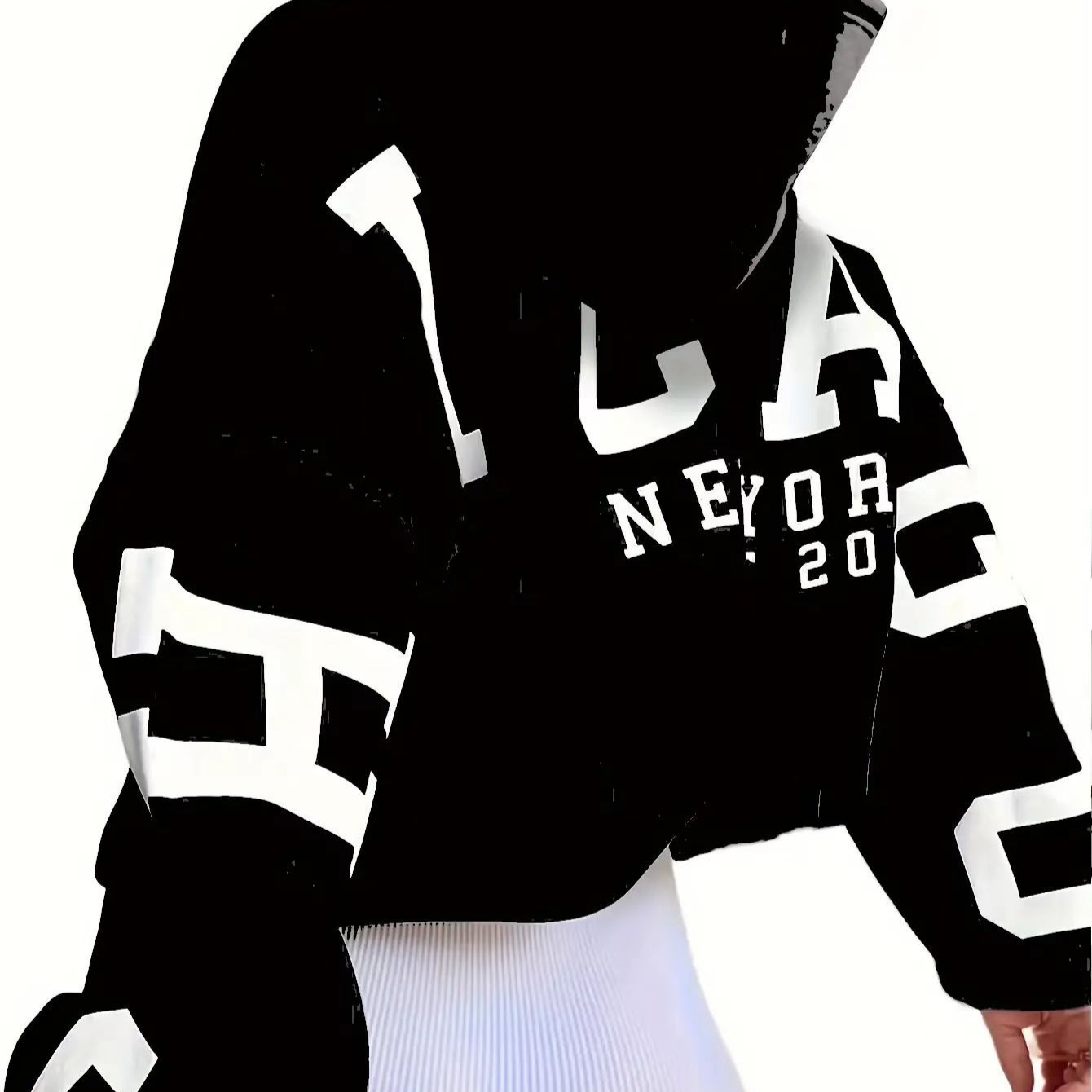 2024 new autumn fashion back letter print designer fleece hooded loose sweatshirt