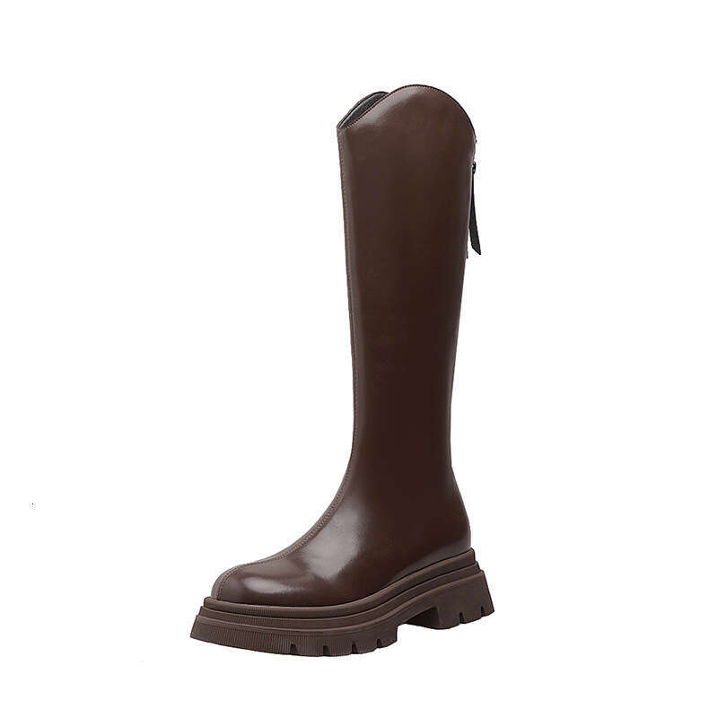 Starlight Square Over The Knee Long For Women Autumn New Versatile, Small Tall, Slim And Heel, Thick Bottom Leather Knight Boots