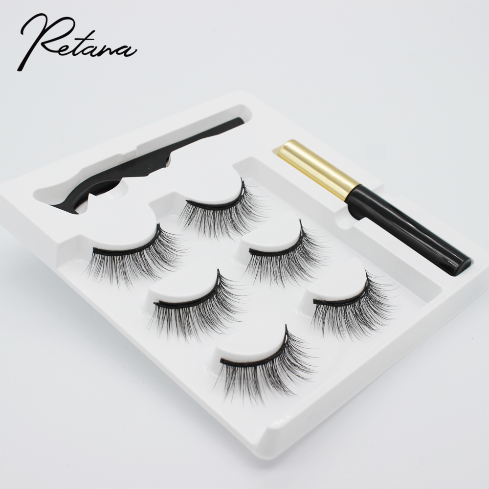 b D Magnetic false eyelashes Eyelashes magnetic liquid eyeliner waterproof durable tweezer set hand eyelash makeup tool
