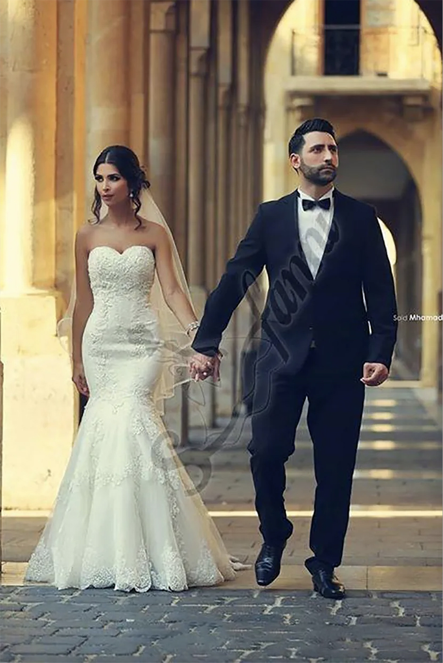 Vestido de noiva 2024 New Style Church Bridal Gown Lace Mermaid White Lace Appliques Strapless Wedding Dresses With Lace Up