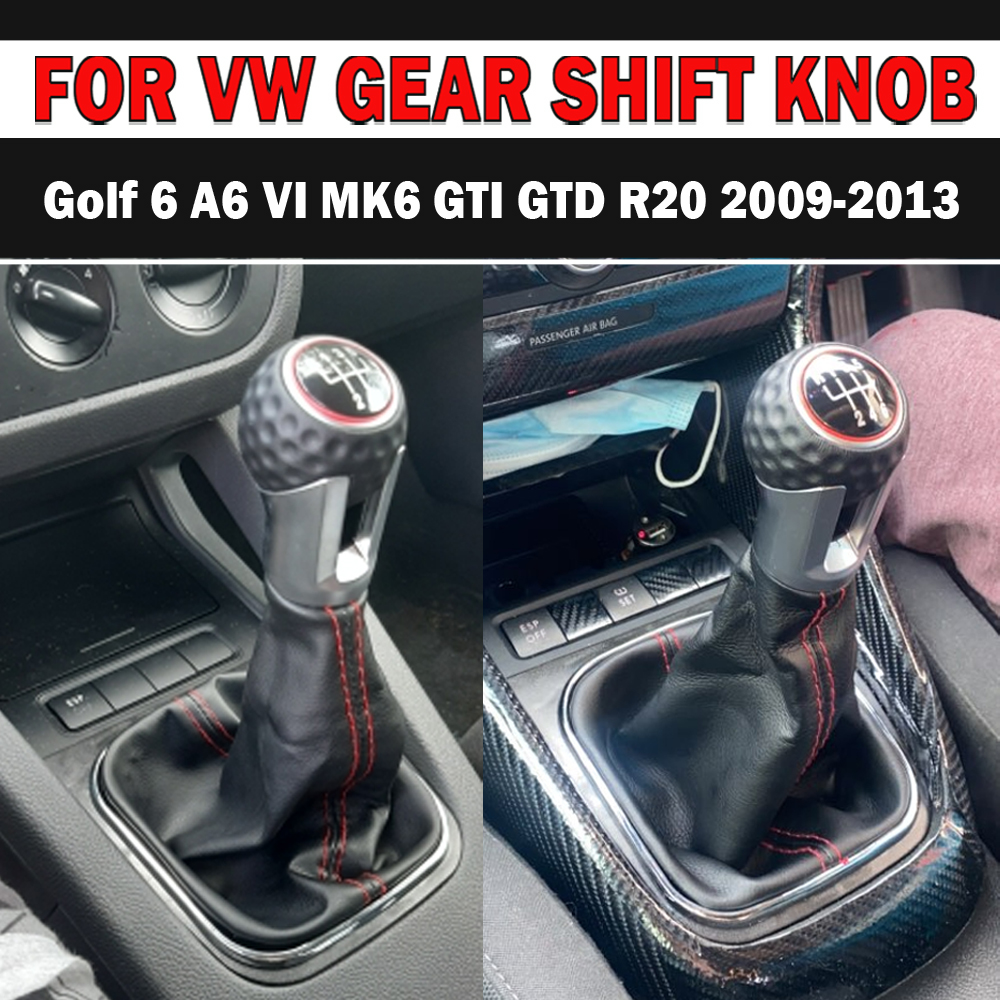 Car 2025 Styling Gear Shift Knob Lever Hand Ball Manual 5 6 Speed For VW Golf 6 6 GTI GTD R20 2009-2013 new Gaiter Boot Leather Cover