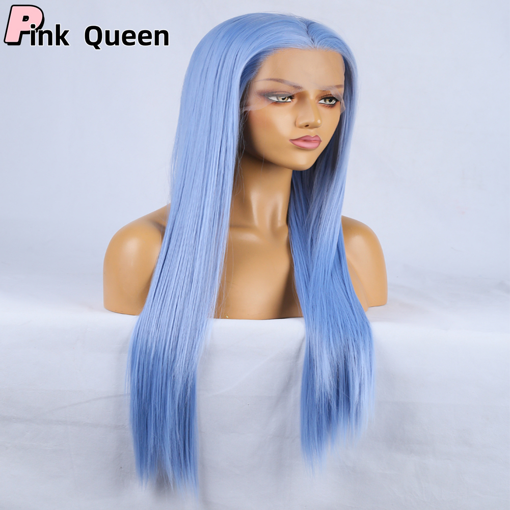13*2.5 Lace Front Wig Fashion sales before wig blue long curly hair high temperature chemical fiber daily wear wig party black cosplay synthetic wig s