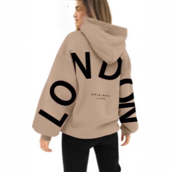 Designer's fashionable personalized printed versatile long sleeved loose hooded sweatshirt for spring and autumn women's wear