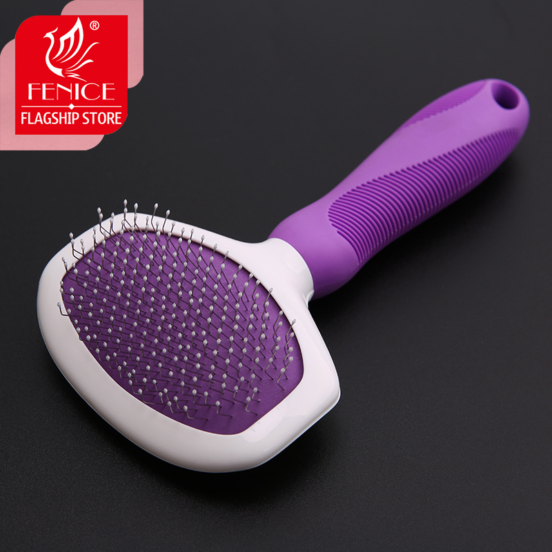 Fenice Pet Grooming Round Head Needle Comb Dog Cat Massage Comb Brush Hair Removal Open Knot Comb