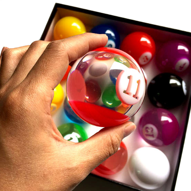 xmlivet Complete Set Transparent Colorful Billiards balls 57.25mm International Standard Pool game balls Resin for billiards