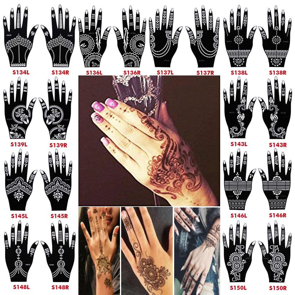 dbd Large Tattoo Henna Hand pcs Stencils For Body Paint Flower Glitter Airbrush Mehndi Indian Tatoo Templates Stencil cm