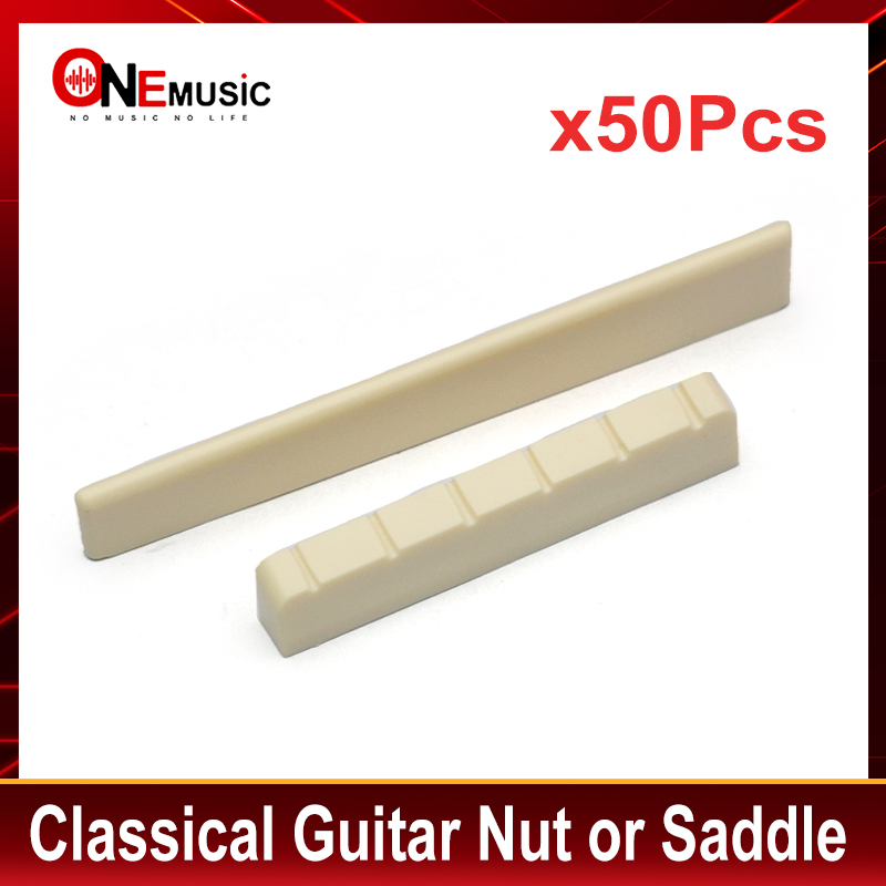 50pcs Classical Guitar Nut and Bridge Saddle Plastic 50MM 80MM Guitar Parts Ivory