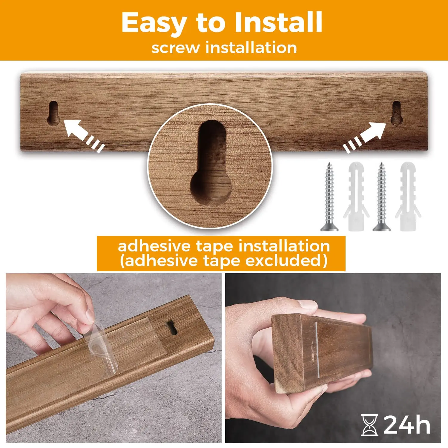 KEEMAKE Magnetic for Solid Powerful Magnet Wall Mount Acacia Wooden Knives Holder Kitchen Knife Strip dh3628137