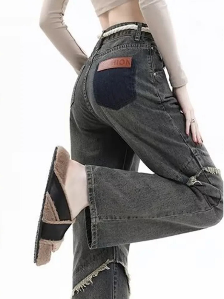 Vintage Harajuku Jean Clothes For Teenagers Y2k Womens Slacks Fashion Aesthetic Clothing Autumn Products Baggy Pants y240402