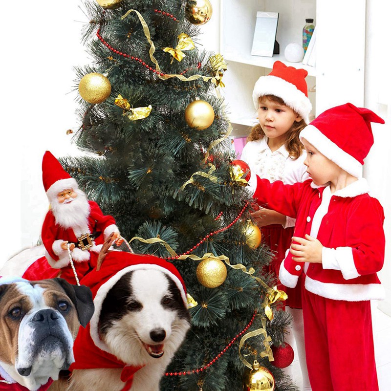 Pet Christmas Clothes Santa Claus Dog Costume Puppy Coat Jacket Suit with Cap Clothing Cosplay For Small Medium Large Dogs Cats