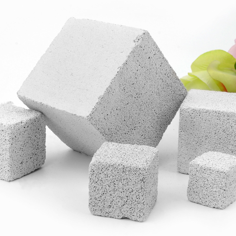 Natural Mineral Small Animals Molar Stone Gray Square Hole Molar Toy Rabbit Guinea Pig Hamster Chew Toys Small Pets Supplies