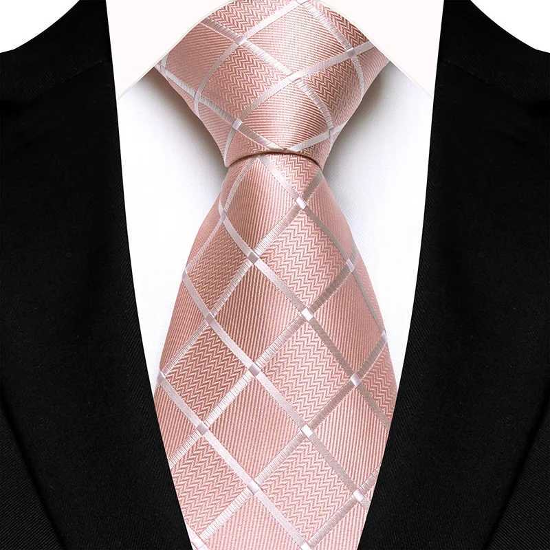 Luxury 8CM Mens Necktie Pink Color Solid Stripes Paisley Ties For Man Groom Jacquard Woven Neck Tie For Busin Wedding PartyX241109